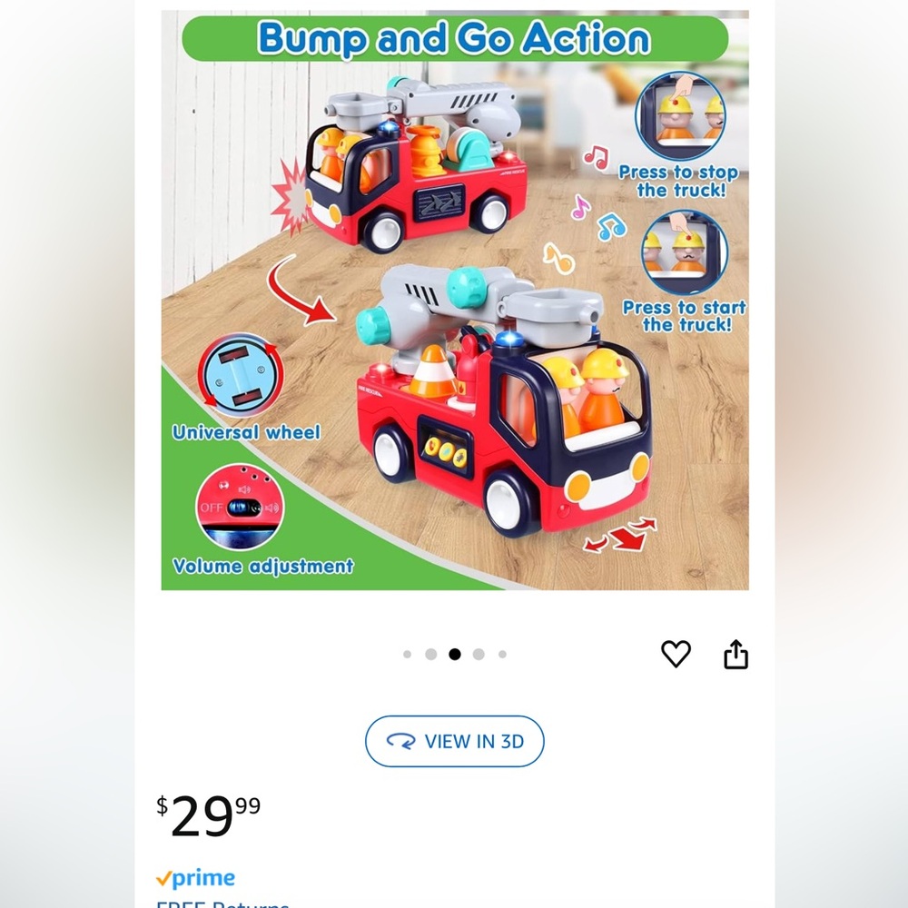 Red Early Learning Fire Engine Toy - Picture 4 of 4